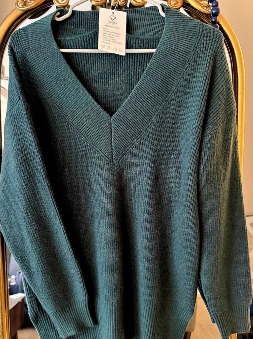 Jouica Women's Casual Lightweight V Neck Batwing Sleeve Knit Top Loose Pullover